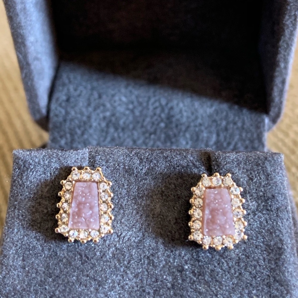 Anthropologie mauve/gray druzy stud earrings